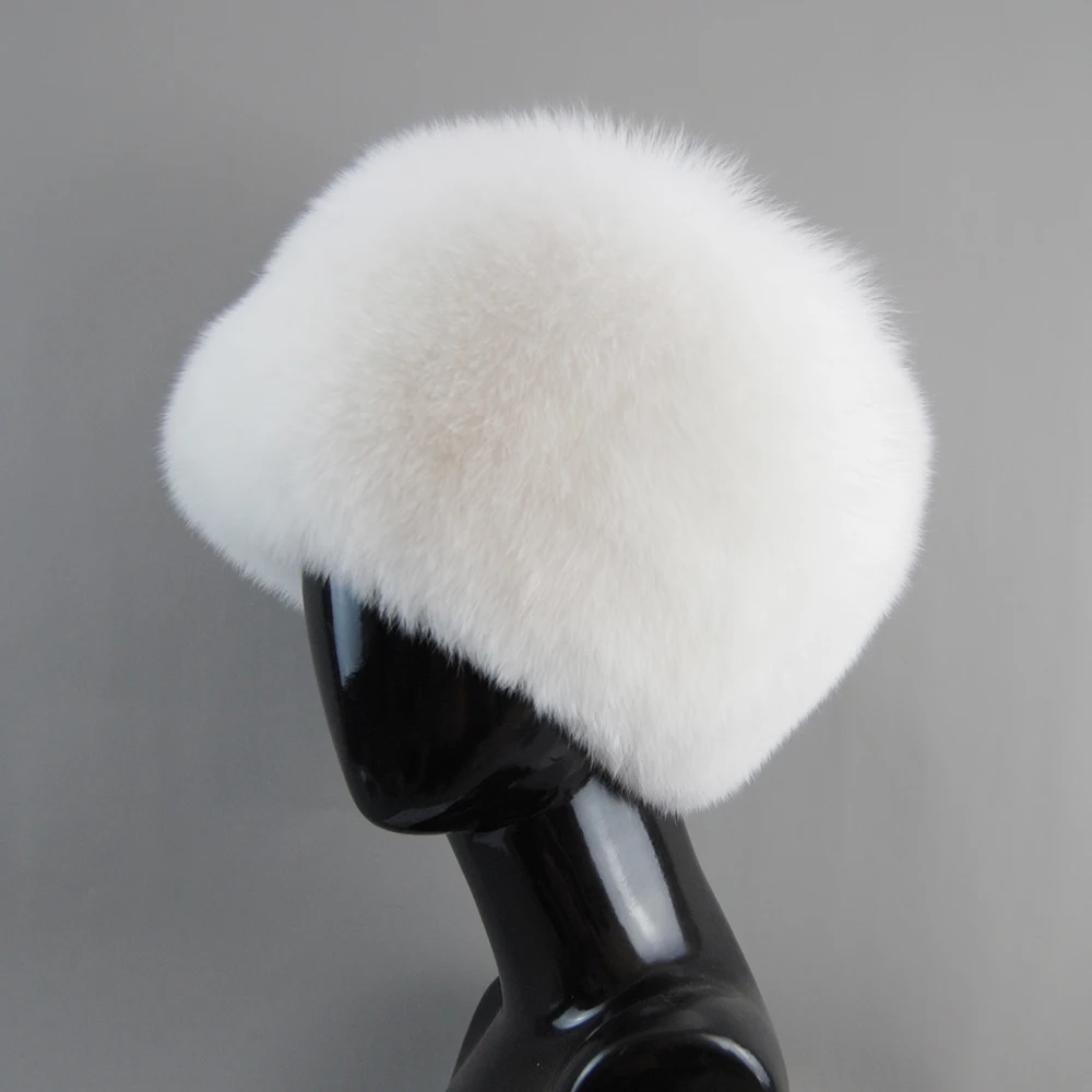 Natural Fox Fur Beanies Women Winter Warm Fluffy Popular Russia Style Female Round Cap Fashion Real Fur Hats