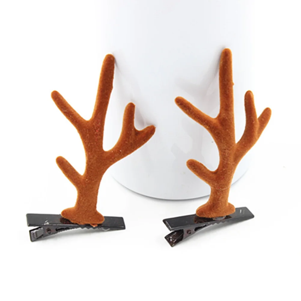 6 قطع من مشابك شعر قرون عيد الميلاد دبوس شعر الرنة الملونة لإكسسوارات الشعر للحفلات للمراهقين