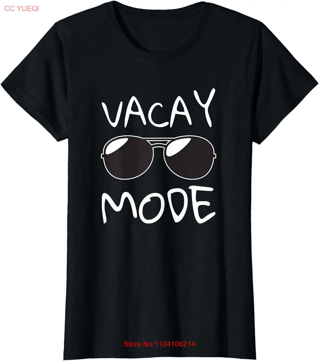 

Vacay Mode Summer Vacation Mode Черные солнцезащитные очки Подарочная женская футболка с круглым вырезом