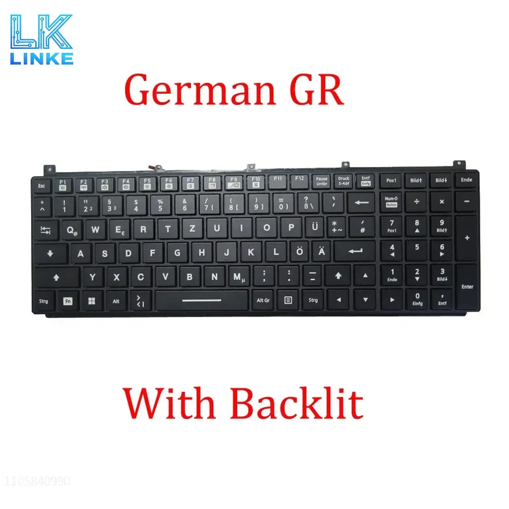 Laptop With Backlit Keyboard For Getac NK5103-03301T-10 NK5103-03301T-10/C REV:R1.2 DE 531012870004 German GR Black Frame New