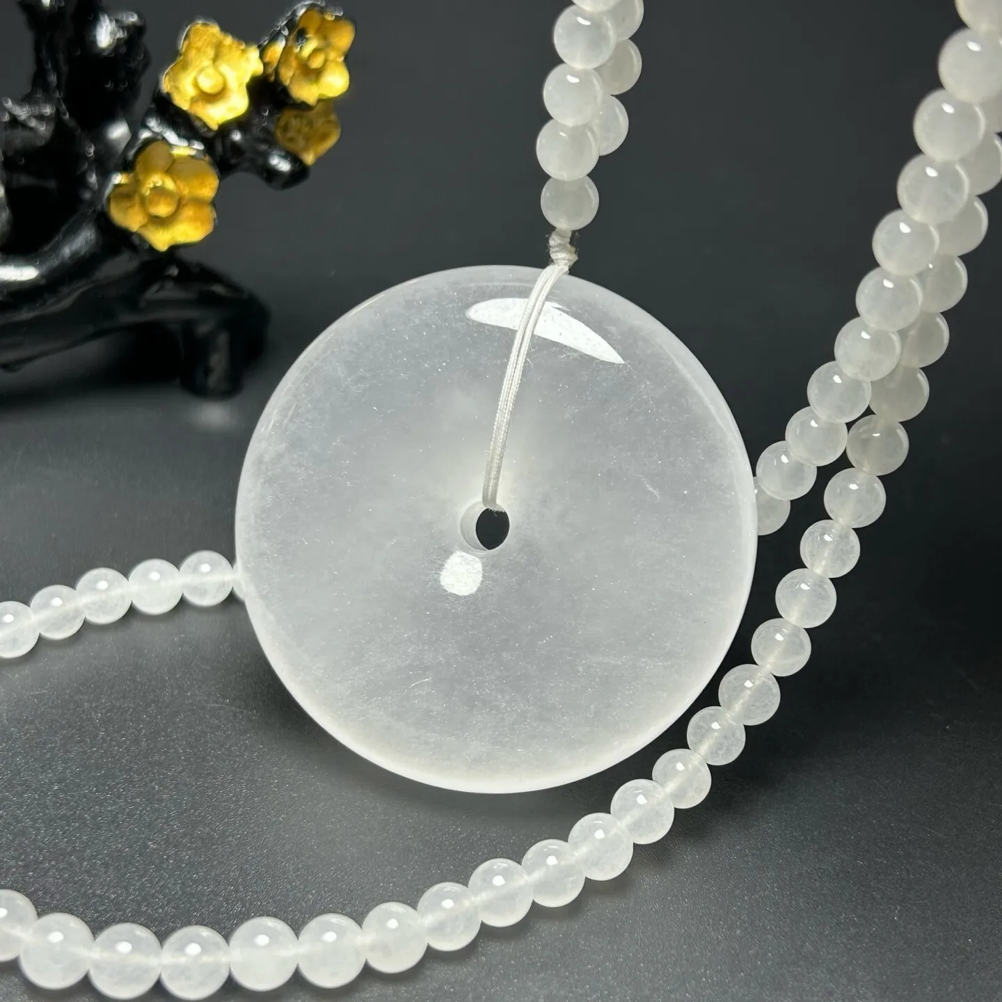 

AAA Real natural high Ice White Ping buckle Jade Jadeite Pendant&Necklaces