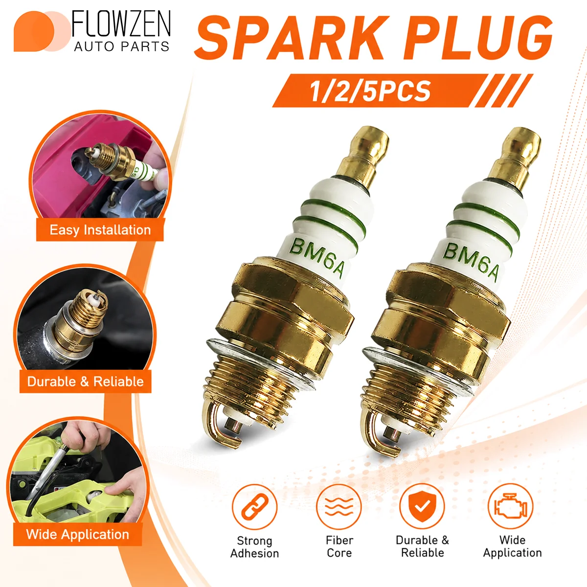 1/2/5pcs BM6A Spark Plug For Small Gas Engine Chainsaw Trimmer Leaf Blower Lawnmower Garden Equipment Ignition Replacement