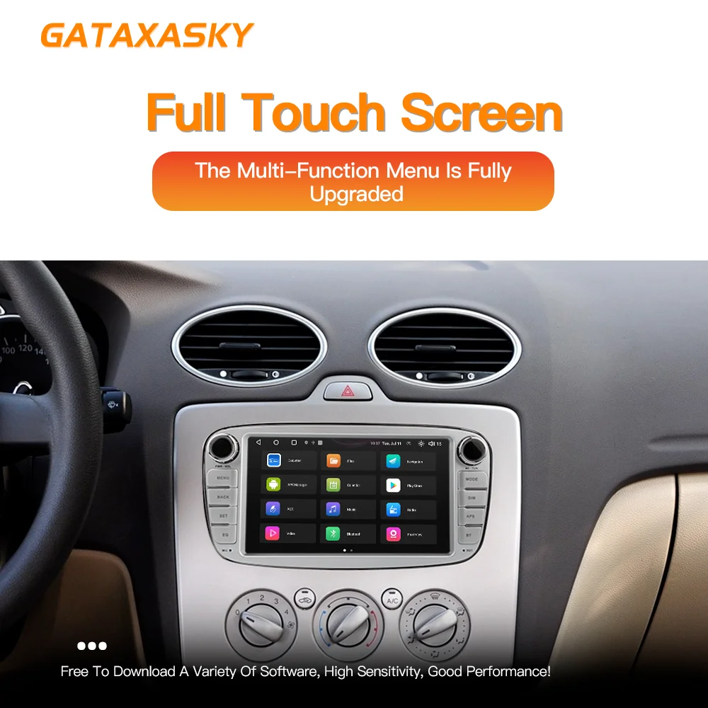 GATAXASKY 7\'\' For Ford Focus 2 S-Max 2009-2011 Car Android Auto Radio Multimedia Carplay Player WIFI Gps Navigation