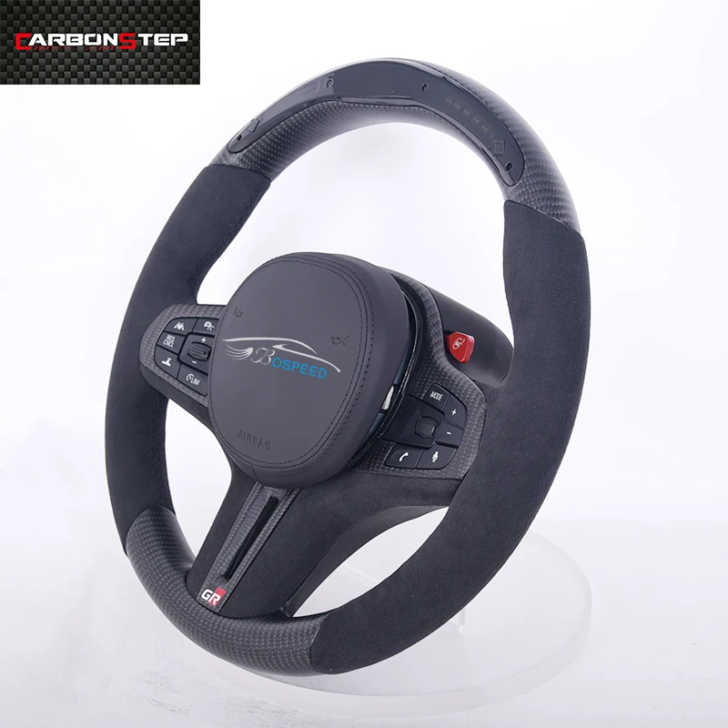 Upgrade New LED Screen Leather Carbon Fiber Steering Wheel Compatible For Toyota Supra