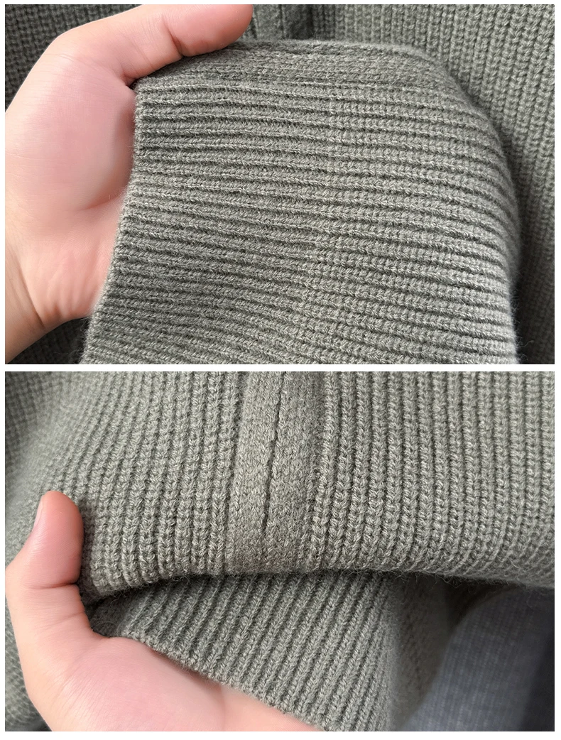 Hochwertige Herren-Strickjacke, Modemarke, gestreift, mit Reißverschluss, Stehkragen, Herbst/Winter, neuer, personalisierter, lässiger Pullover-Mantel – Detail 24