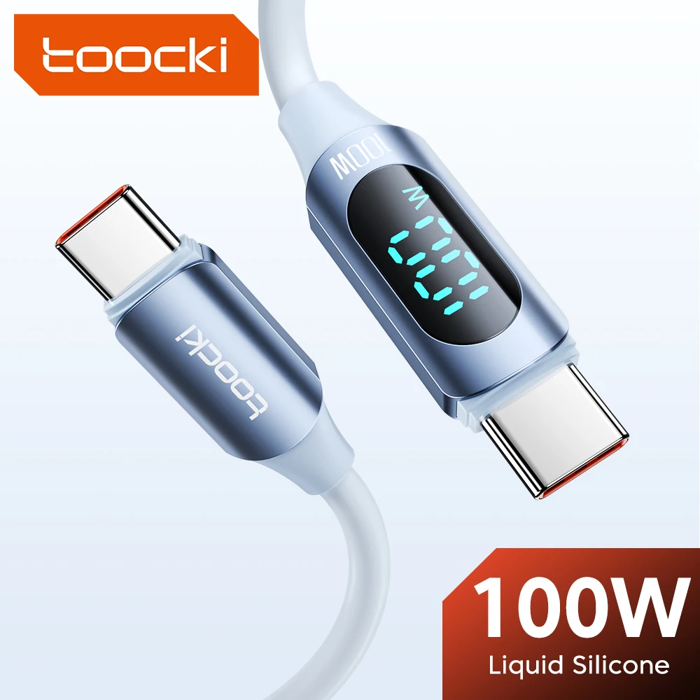 Toocki 100W USB C To Type C Display Cable For Xiaomi Samsung Realme Type C To Type C PD Fast Charging Silicone Cable For Macbook