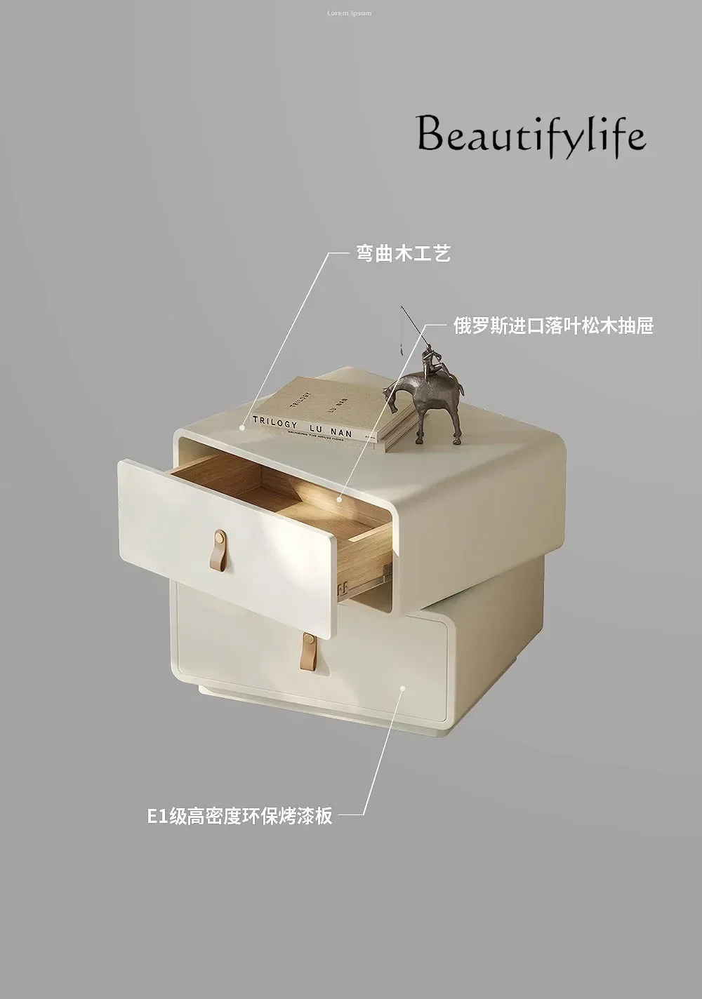 NN W Premium Bedside Table Designer New Rotatable Bedside Table Simple Paint Modern Locker