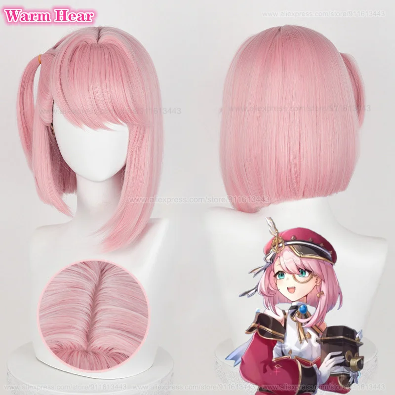 

High Quality Charlotte Cosplay Wig Short 35cm Pink Cosplay Anime Wig Heat Resistant Synthetic Party Wigs +Wig Cap