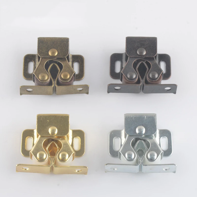 1 set of double roller buckle hardware heavy duty latch for cabinet cabinet doors, double roller buckle with screws for home kit