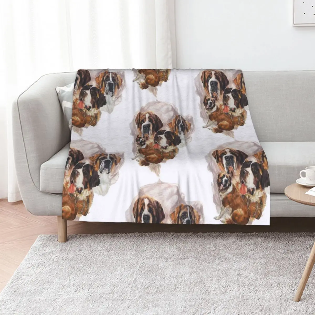 Saint Bernard Grouping Throw Blanket Winter beds Cute Decorative Beds Summer christmas decoration Furrys Blankets
