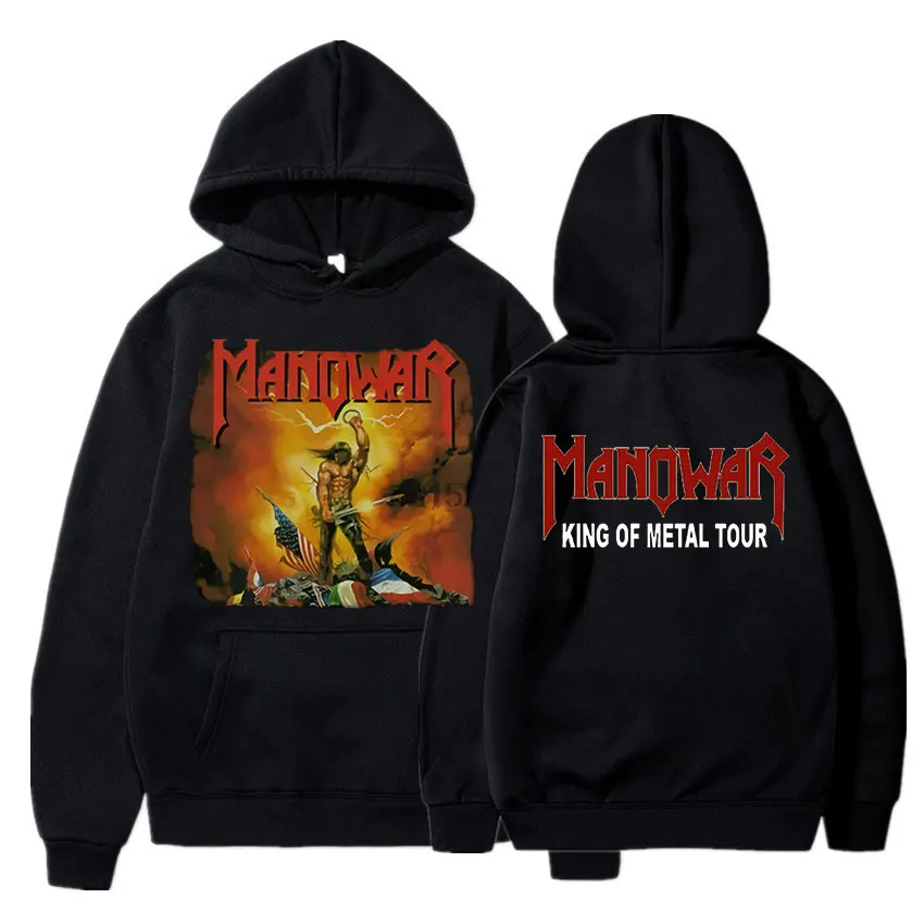 Manowar-hoodie masculino de algodão, moda streetwear, manowar, rei do metal vtg 1989