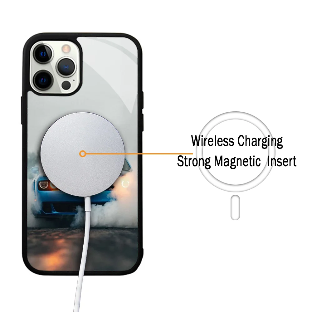 D-Dodge Challenger S-SRT Burnout Phone Case For IPhone 11 12 13 14 15 Plus Pro Max Mirror Acrylic For Magsafe Wireless Charging