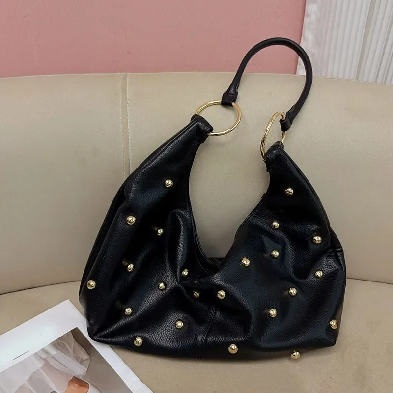 

Большая вместительная сумка-тоут с заклепками, сумки и кошельки из мягкой искусственной кожи, роскошные дизайнерские женские сумки-шоппер с шипами, НОВИНКА