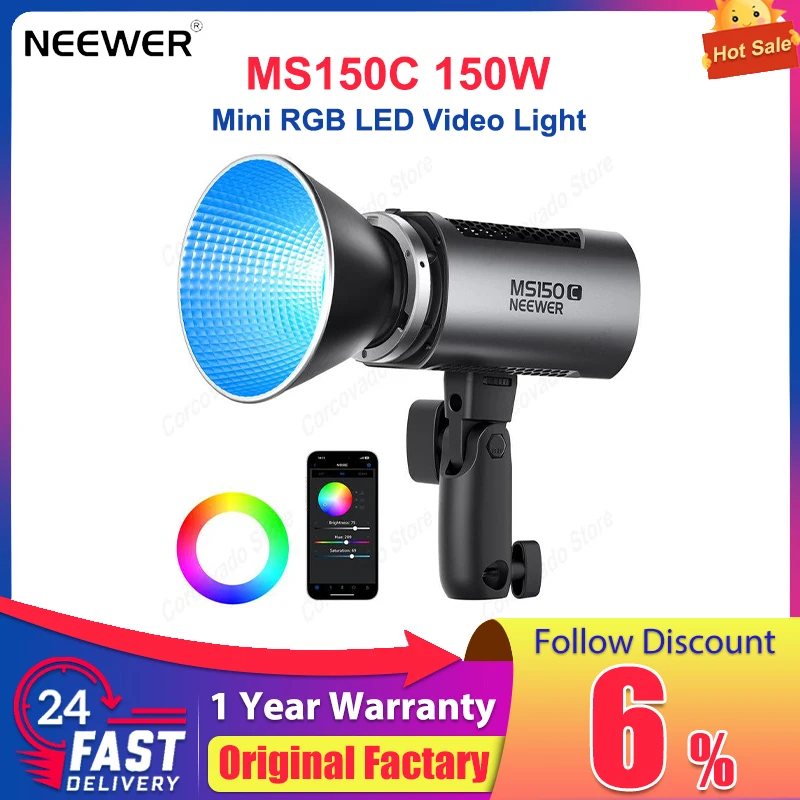 NEEWER MS150C: La Luz LED Mini RGB de 150W para Video Profesional con Control Inalámbrico y Efectos Realistas