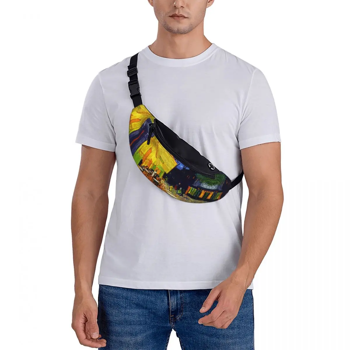 Cool Cafe Terrace at Night Fanny Pack para homens e mulheres, corrida, bolsa de cintura crossbody, bolsa de dinheiro para telefone, pintura Van Gogh