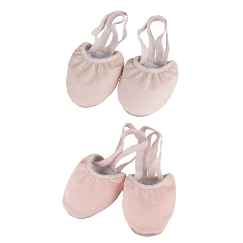 95AB – chaussures danse à demi-semelles pour femmes, chaussures Pirouette en toile extensible/cuir pour le Ballet, danse