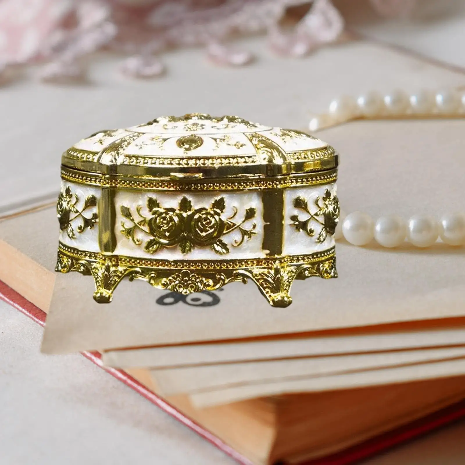 

Ring Trinket Case Storage Organizer Brooch Treasure Chest Luxury Jewelry Box