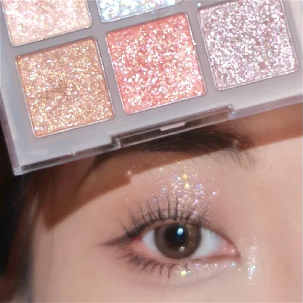 Diamond Glitter 9 Color Sequin Acrylic Eyeshadow Palette Pearlescent Sparking Highgloss Eyeshadow Waterproof Korean Makeup