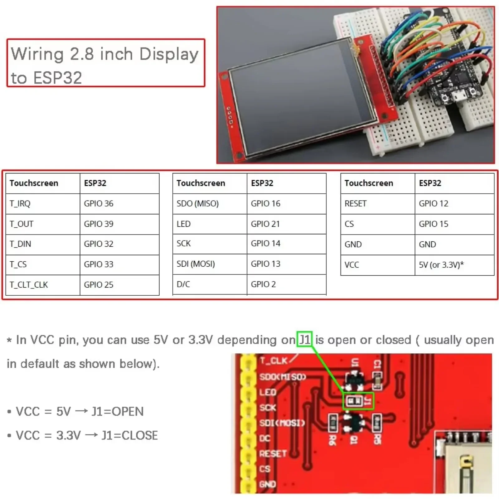 2,8-Zoll-SPI-TFT-LCD-Display ILI9341 Resistives Touchscreen-Modul 320 x 240 5 V mit Kartensteckplatz für Arduino 2560 ESP32