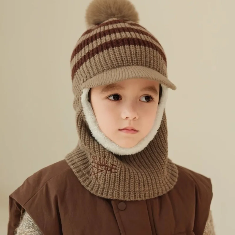 

Gift Thermal 2 In 1 Thick Knit Beanie Lightweight Fleece Lined Ear Protection Balaclava Pompom Warm Neck Warmer Hat Unisex