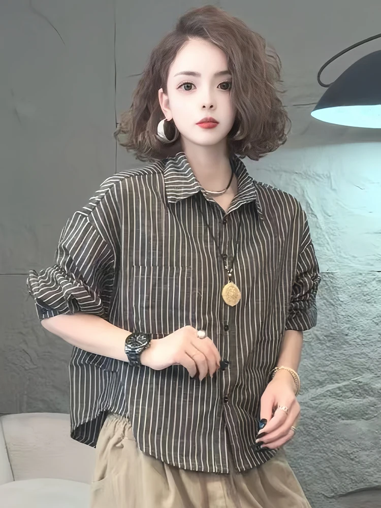 

Женский длинный све в полоску в стиле ретро, Vintage Faion, универсальный топ Sli из качественного материала, удобный крой