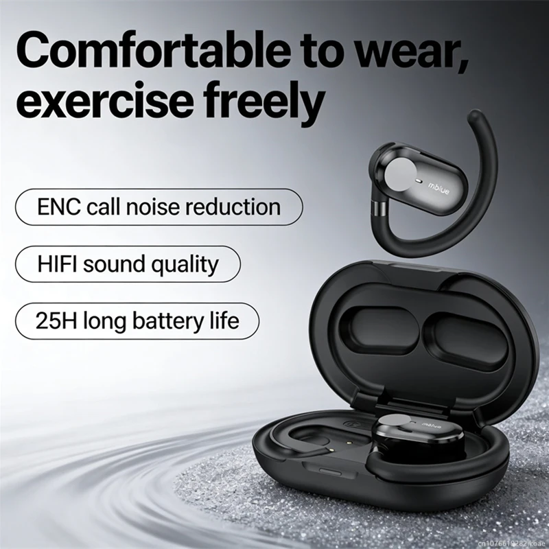 

Беспроводные наушники Mblue H06 Open-Ear с Bluetooth 5.4, HD-звуком для звонков, спортивные наушники с шумоподавлением ENC, аккумулятор 360 мАч, длительное время работы в режиме ожидания