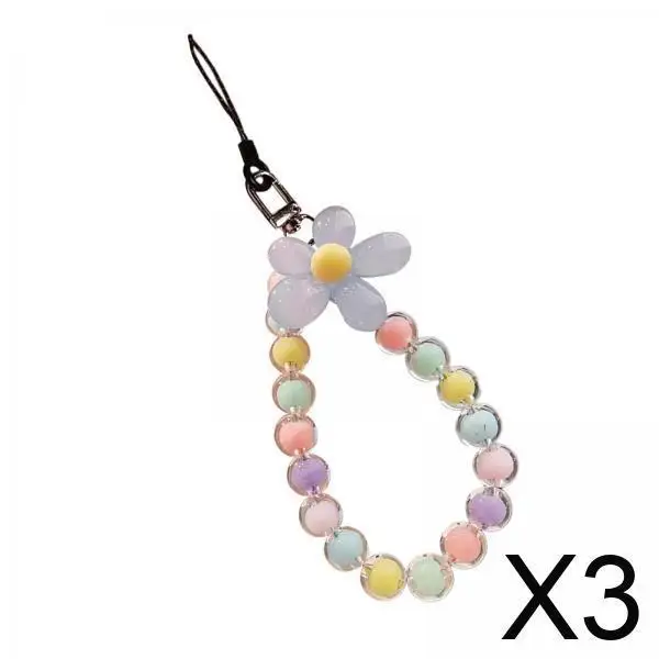 

Милый акриловый ремешок для телефона с бисером, разноцветные цветы, ремешок на запястье для аксессуаров для мобильных телефонов, женские аксессуары