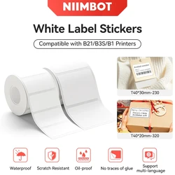 Niimbot White Label Paper For B1/B21/B3S Thermal Label Printer Adhesive Stickers UV Price Tag Waterproof Blank Label Paper Roll