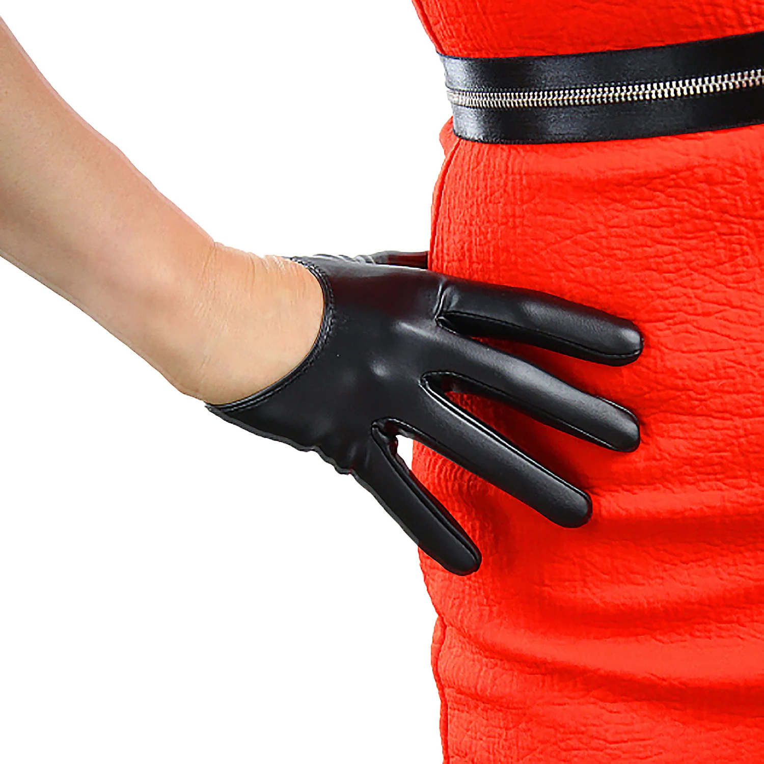 

DooWay Women Black Super Short Leather Gloves Touchscreen Faux Leather 16cm Fashion Cool Evening Party Driving Nightclub Queen