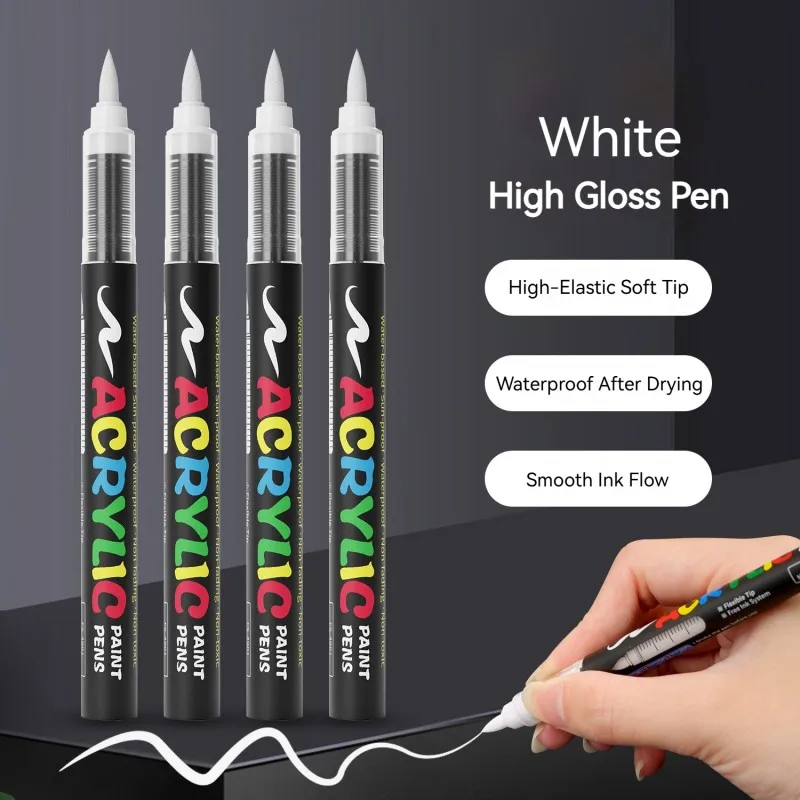 Premium Acrylic Paint Marker Set 8pcs Black & White Large Capacity for Illustration Crafts Glass Wood Textile