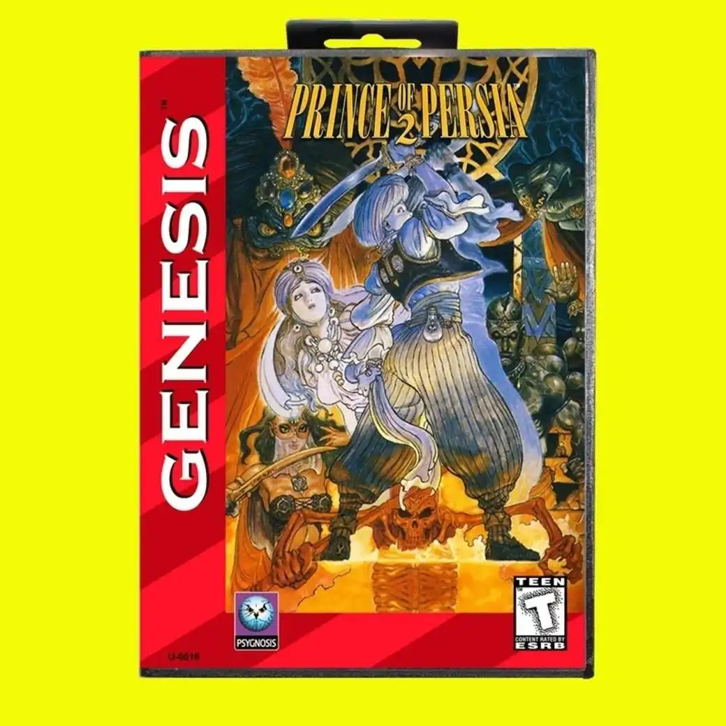 Nueva llegada Prince Of Persia 2 tarjeta de juego MD 16 bits cubierta de EE. UU. para cartucho de consola de videojuegos Sega Megadrive Genesis