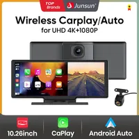 Junsun Wireless Carplay Android Auto Dash Cam Rearview Camera  DVR Navigation Video HD Recorder Dashboard for BMW Audi VW