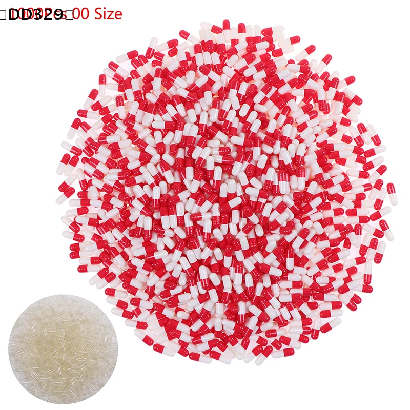 1000Pcs Empty Hard Vacant Gelatin Capsule Size 00# Gel Medicine Pill Vitamin〔DD329〕