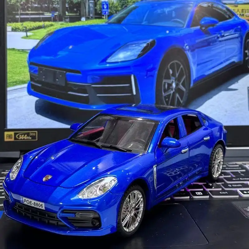 Modelo de coche de aleación Porsche Panamera 1:18, simulación de sonido y luz, coche de juguete extraíble, colección de juguetes para niños, regalo de decoración