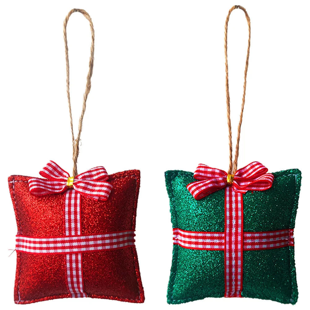 

2Pcs Christmas Gift Boxes Ornaments Hanging Decorations Xmas Present Box Decoration Christmas Tree Decor Indoor
