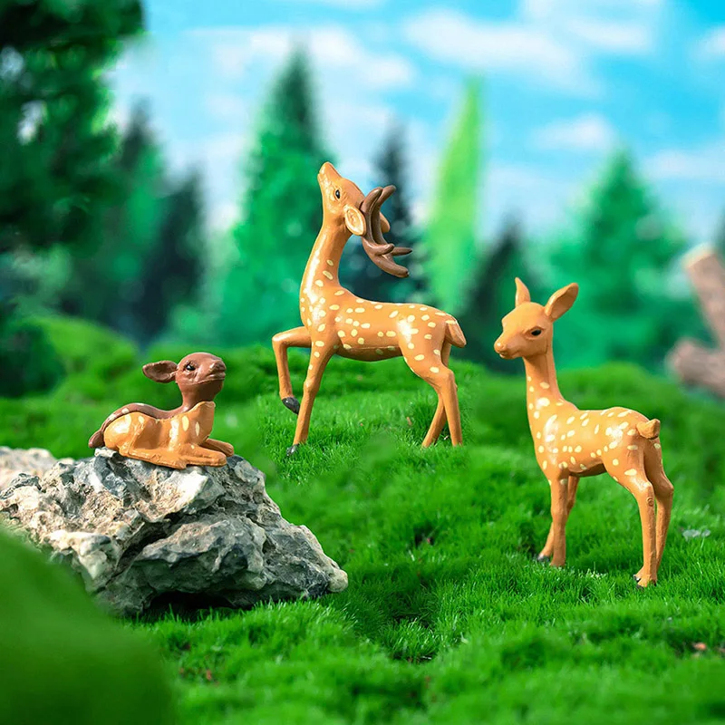 

Simulation Elk Plum Deer Fairy Garden Miniatures Animals Sets Jungle Bonsai Landscape Ornament Home Dollhouse Forest Decoration