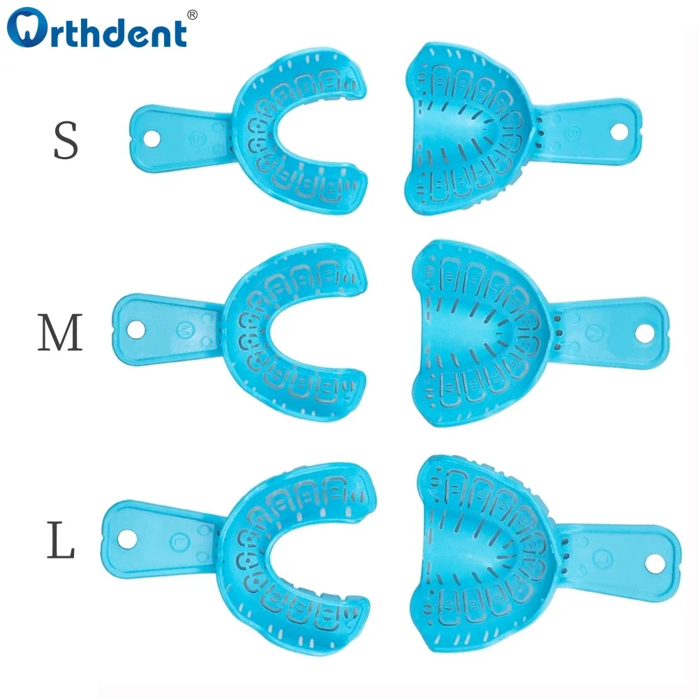 6Pcs Dental Impression Trays Implant Tray Plastic Teeth Holders Full Mouth Removable Partial Mold Tray Dentist Tools Materials