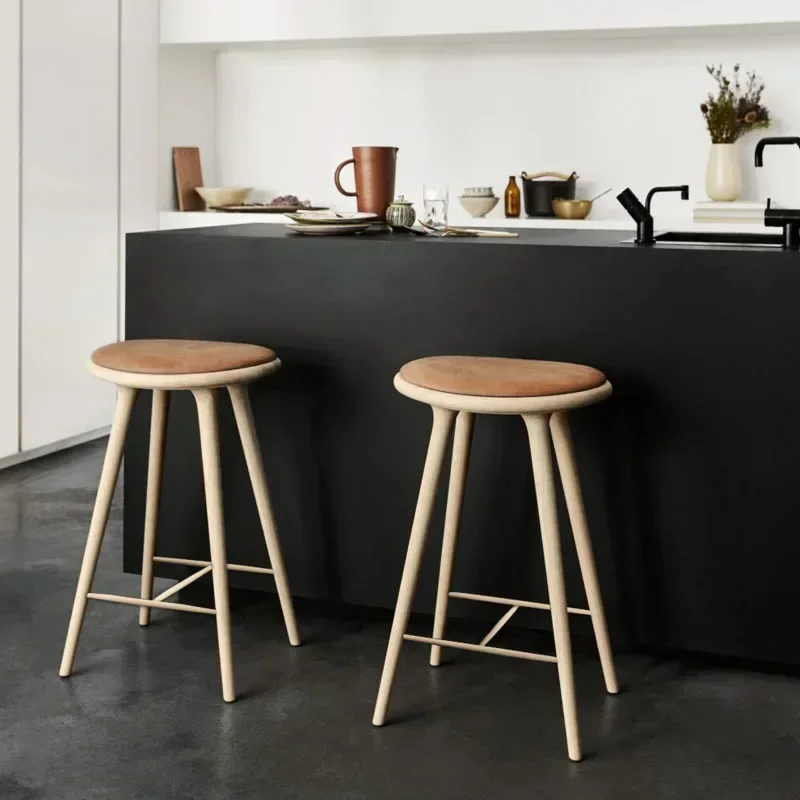 Modern Home Island Table Kitchen High Stool Contracted Bar Chair Nordic Solid Wood Restaurant Counter Stool