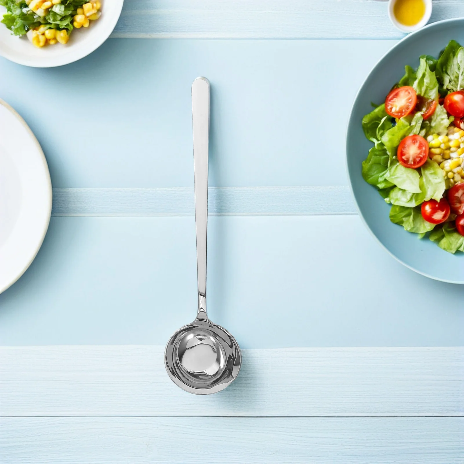 

2Pcs Long Handle Slanted Bottom Round Spoon Stainless Steel Soup Ladle Large for Serving Soups Sauces Gravies Stews Hot Pot