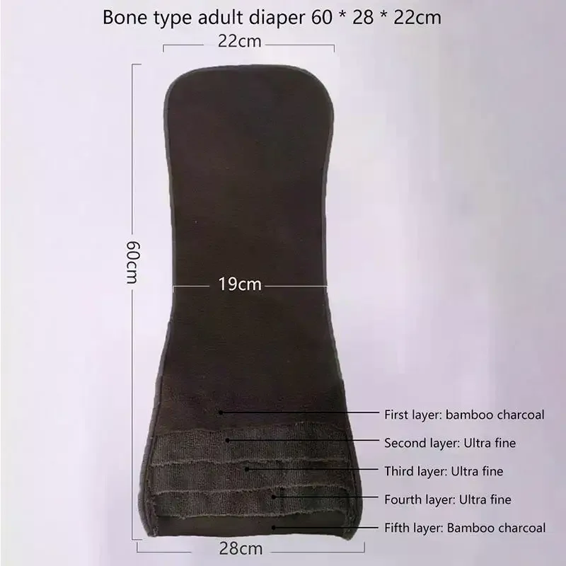 1Pcs 5 Layers Polar Fleece Cloth Nappy Liner Super Absorbent Washable Adult  Reusable Incontinence Adult  Insert Pad