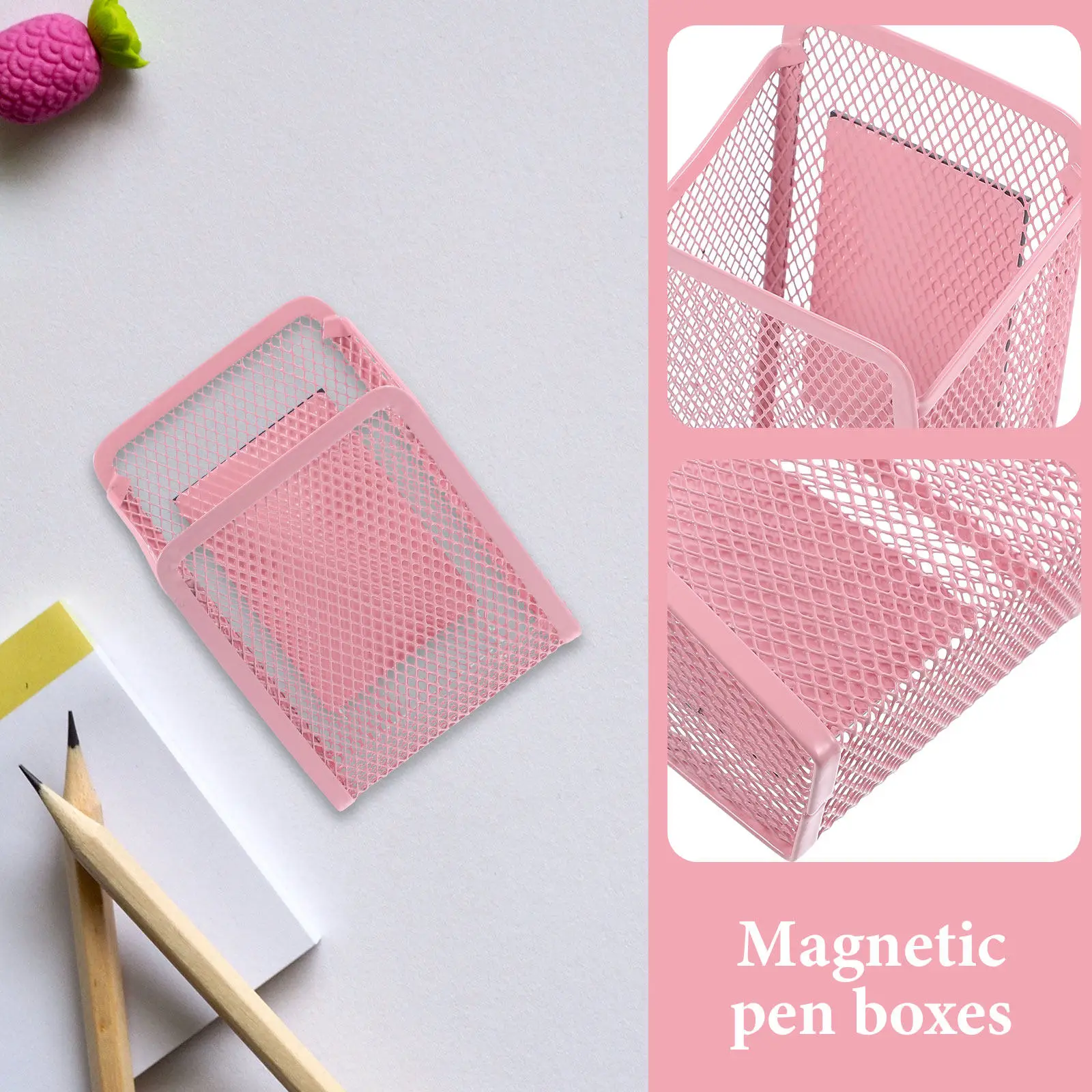 Magnetic Pencil Holder Steel Cup for Pens Markers Chalk Brushes Erasers Compact Lightweight Storage