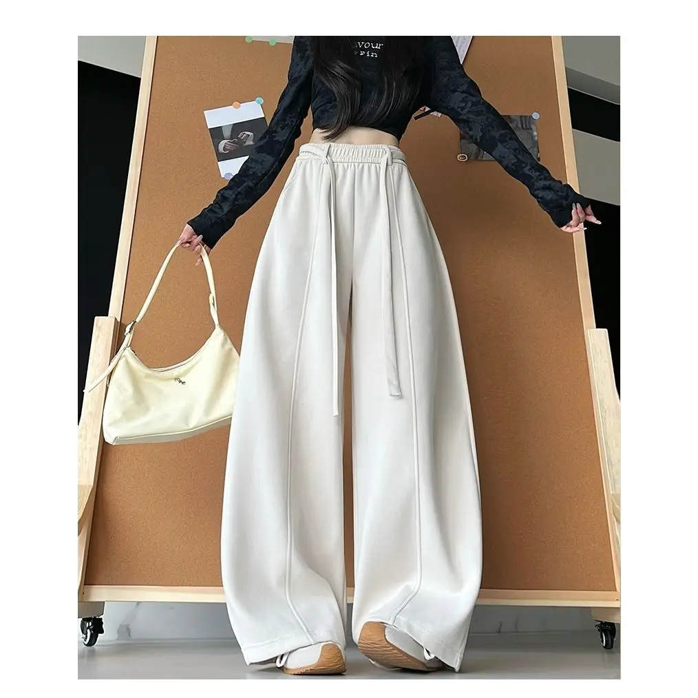 

Женские спортивные брюки-бананы Dstring Fce с широкими штанинами, на флисовой подкладке, осенне-зимние, длинные, утягивающие, повседневные, с высокой талией, из полиэстера