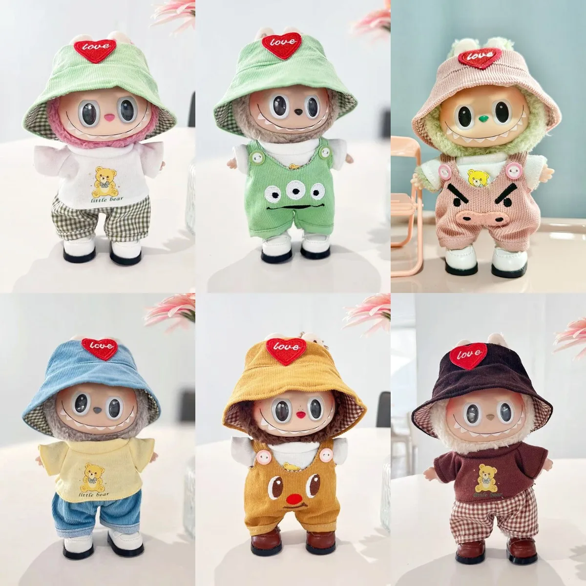 

17cm Cute Mini Plush Doll'S Clothes Outfit Accessories For Korea Kpop Exo Jumpsuit Labubu Idol Dolls Clothing DIY Kids Gift