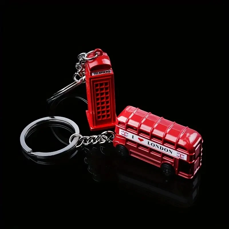 London Double-decker Bus Keychain Mini Car Keyring Wallet Backpack Trinket Charm Souvenir Children's Day Accessories Key Holder