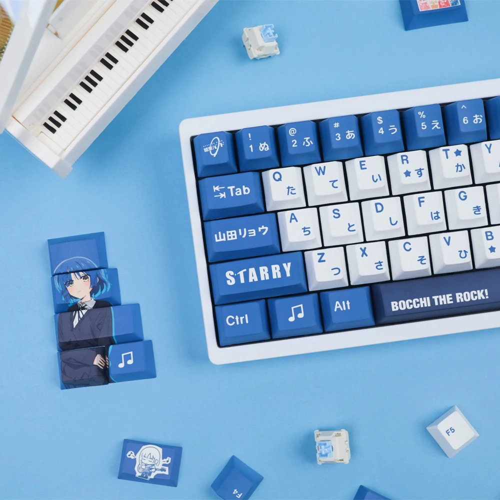 Mechanical Keyboard PBT Dye Subbed Keycaps Cartoon Anime Gaming Key Cap BOCCHI THE ROCK Yamada Ryo Opaque Keycap For ANSI Layout