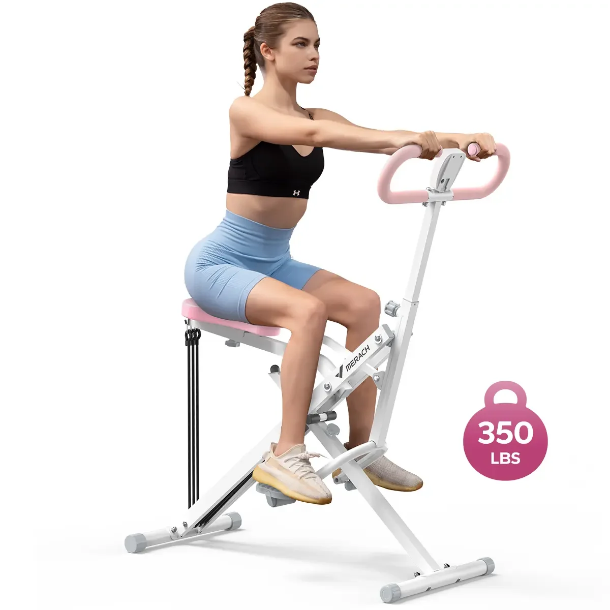 2 in 1 Squat Rowing Machine Adjustable Resistance LCD Monitor Glute Leg Trainer for Home Gym Women Men Full Body Strength Workout