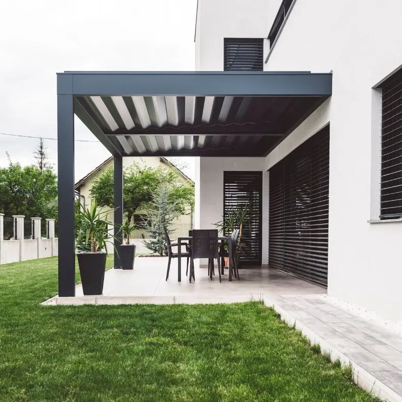 Exterior Aluminum Louvered Sunshade Pergola with Remote Control Outdoor Cover Kit for Garden Bioclimatic Pergolas and Gazebos