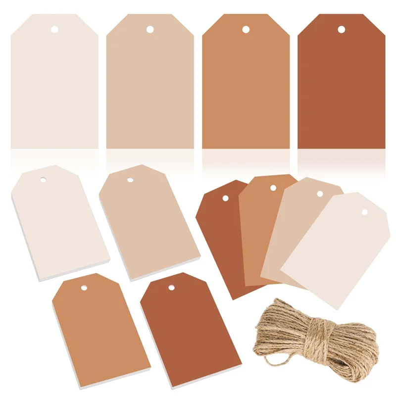 

AP-120Pcs Terracotta Gift Tags 4 Gradient Solid Colors Hanging Labels With Rope Bulk Colorful Blank Paper Tags, Easy Install Bro
