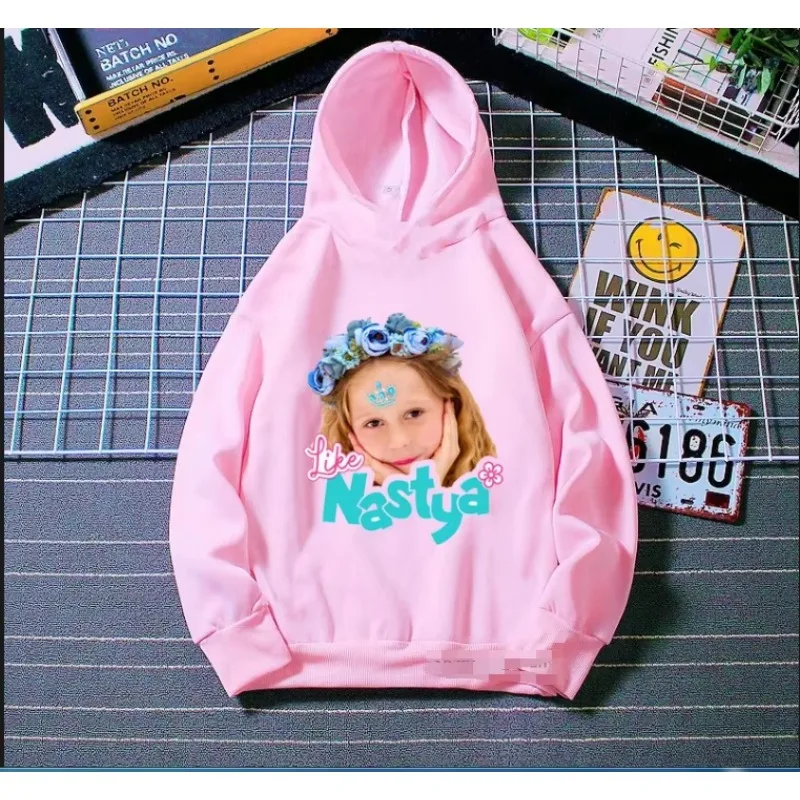 Like Nastya Baby Girls Spring Autumn Winter Sweatshirt Jacket Funny Children's Hoodies Pink Tops Sweatshirt  Kids Clothes Girls