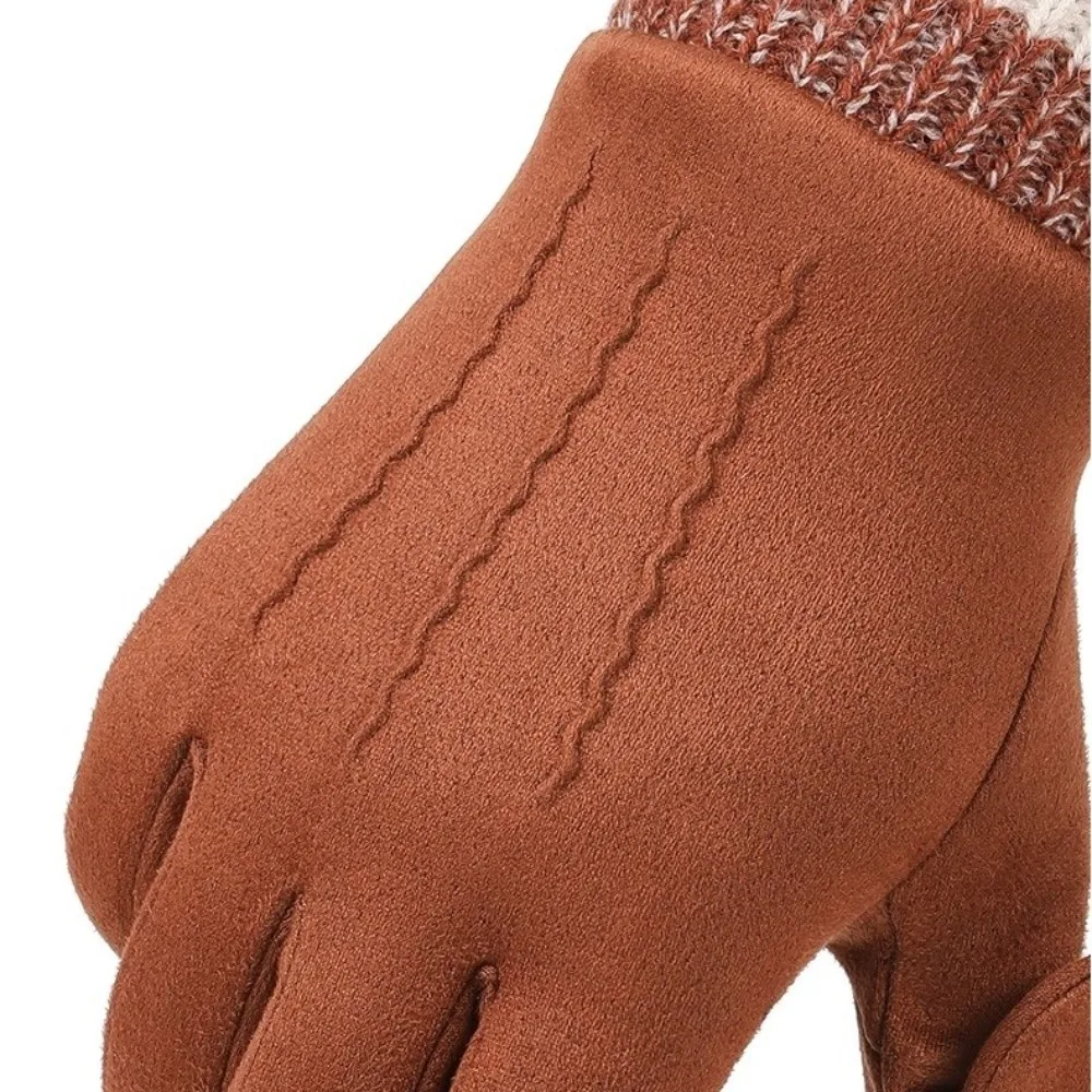 Warm Touchable Screen Winter Gloves Flip Finger Fleece Lined Driving Mittens Thickened Full Finger Touch Screen Gloves Men